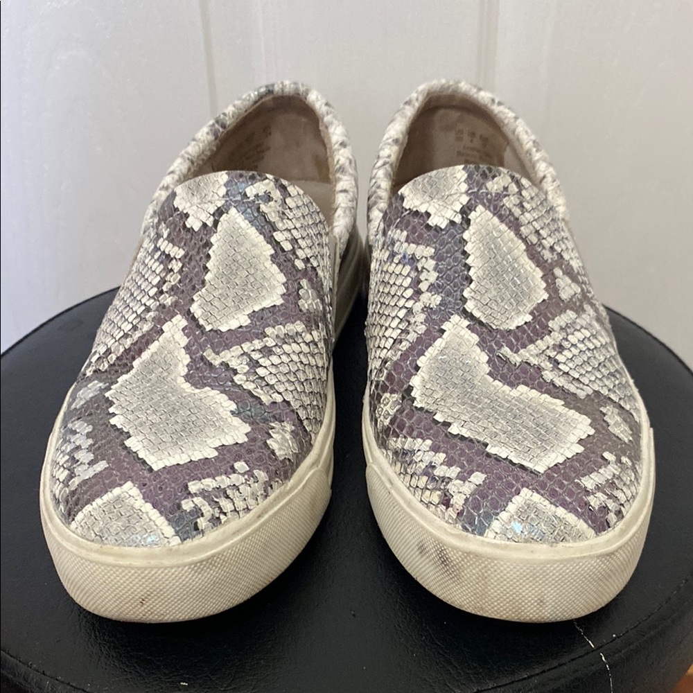 Naturalizer Snakeskin Slip-On Sneakers - Cream and Silver